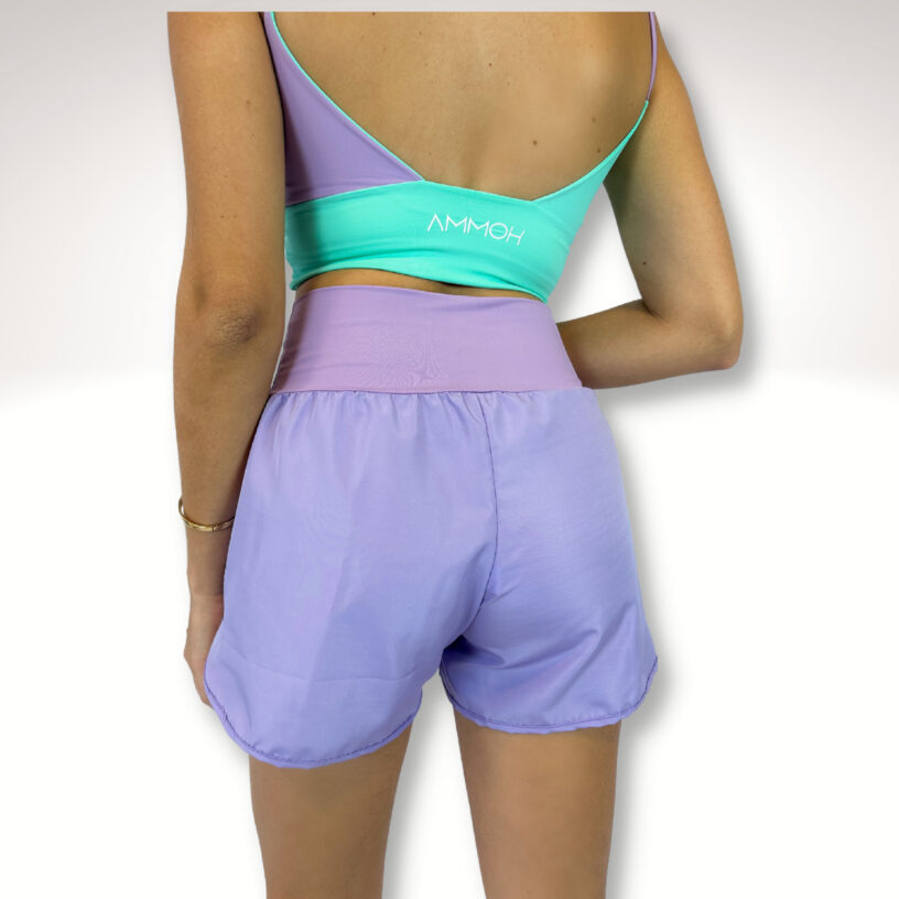 Short Brasil Fitness Pro Lavanda – Short Feminino Cintura Alta Cós